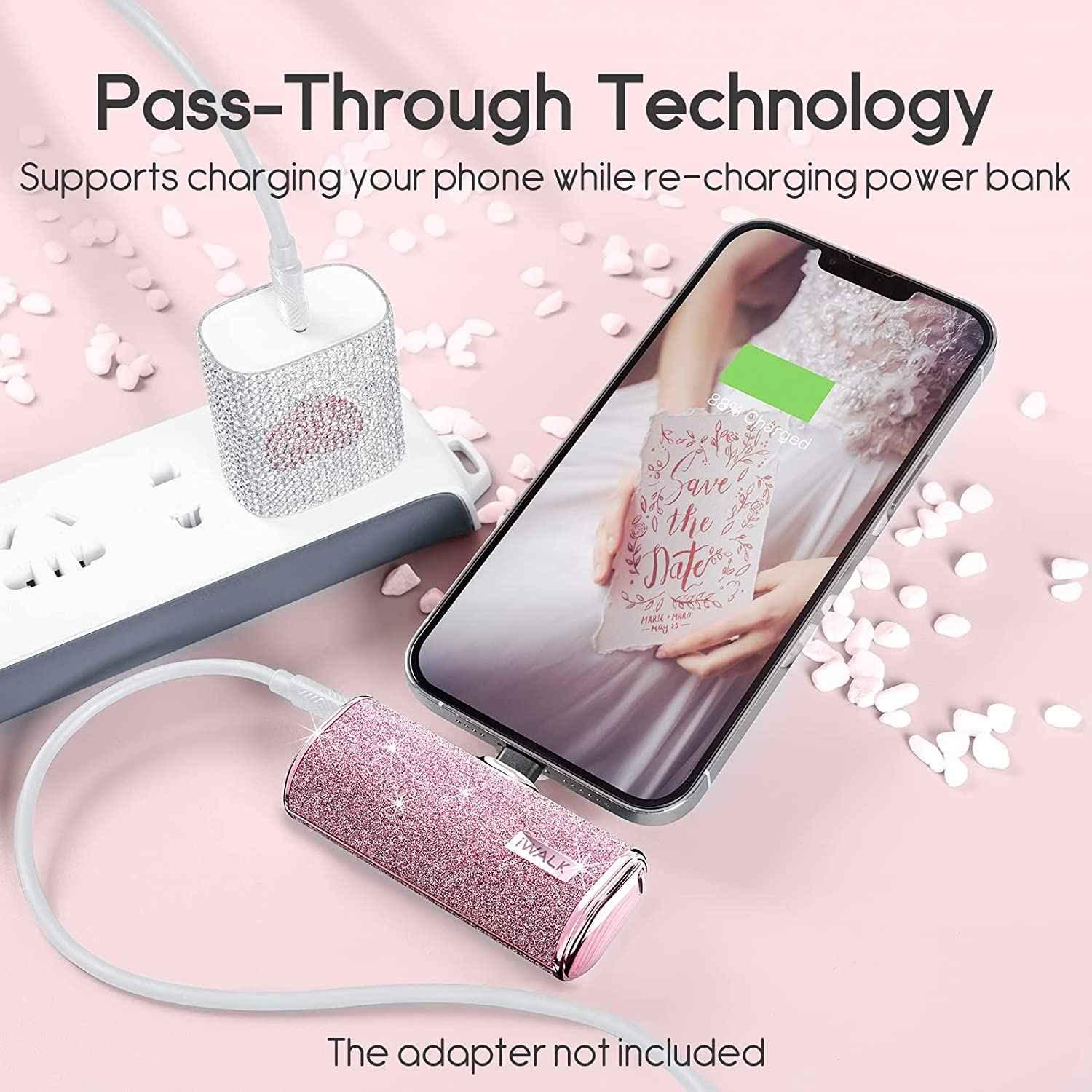 iWalk 4500mAh Lightning Pocket Power Bank - Pink Diamond iWalk 4500mAh Lightning Pocket Power Bank - Pink Diamond